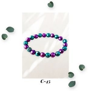 Purple and Green Acrylic Stretch Bracelet
